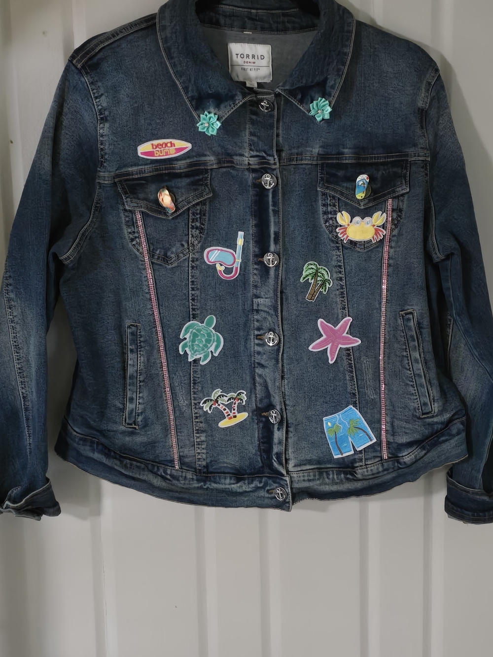 🌴🌊 ONE-OF-A-KIND CUSTOM TORRID BEACH DENIM JACKET 🌊🌴
